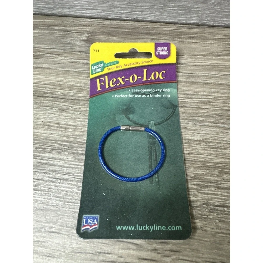 Lucky Line Flex-o-Loc Key Ring Unisex OS Blue New Aircraft Cable 71101 USA